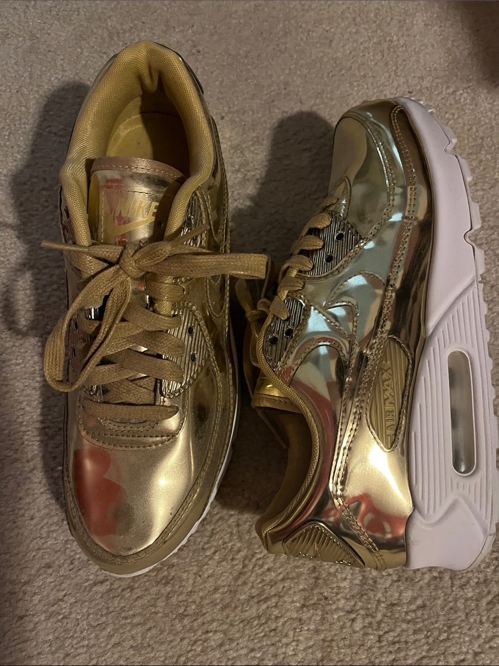 Nike Gold Metallic Air Max Trainers
